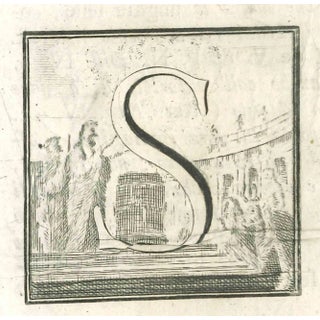 Luigi Vanvitelli, Letter of the Alphabet S, Etching, 18th Century For Sale