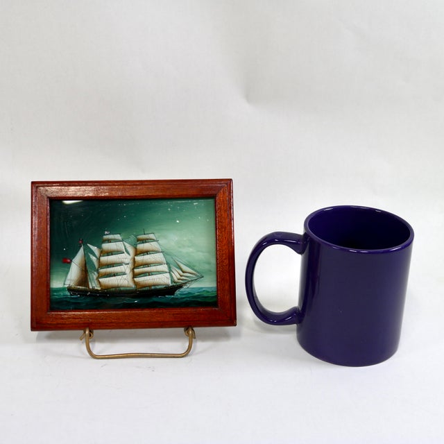 Early 20th Century Miniature Framed Reverse Glass Painting of a Clipper Ship For Sale In Cincinnati - Image 6 of 16