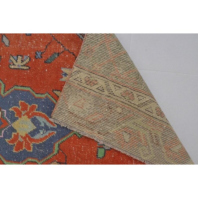 Orange 1950s Oushak Handknotted Floral Runner Rug For Sale - Image 8 of 10