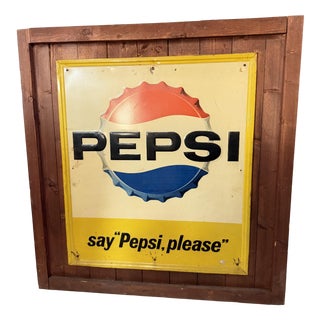 Pepsi Cola Enamel Advertising Sign, 1940s For Sale