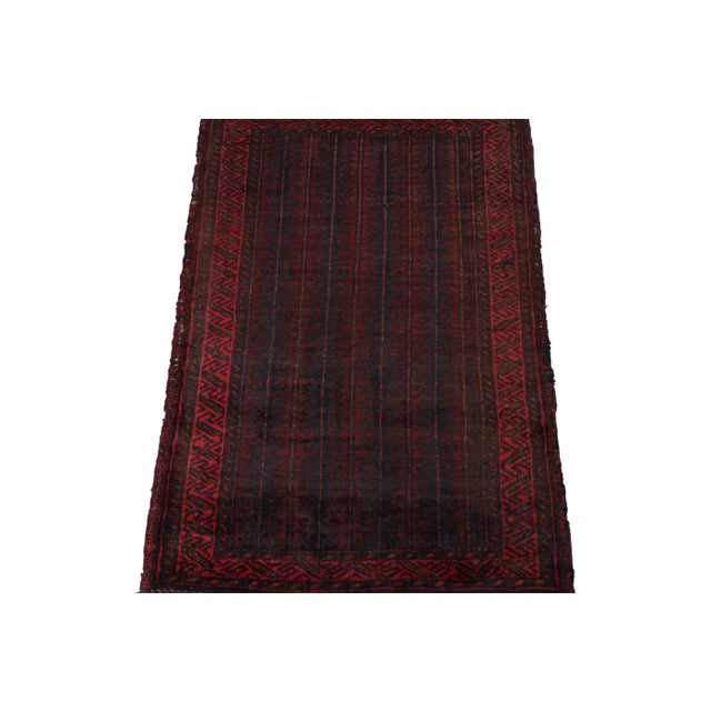 Rug & Kilim Rug & Kilim’s Baluch Tribal Rug With Deep Red and Blue Geometric Patterns For Sale - Image 4 of 8