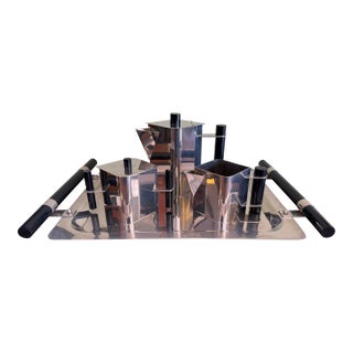1980s Italian Four Piece Tea Set by Massimo Podesta for Montagnani For Sale