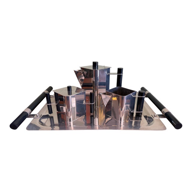 1980s Italian Four Piece Tea Set by Massimo Podesta for Montagnani For Sale
