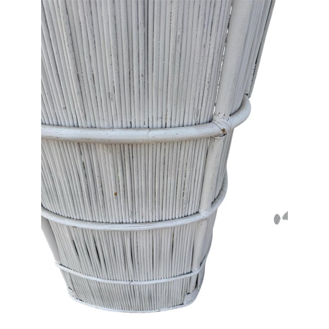 Wood Pair of Vintage White Rattan Canopy Chairs For Sale - Image 7 of 11