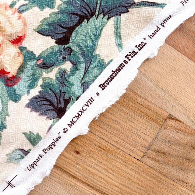 1980s Vintage Brunschwig & Fils "Uppark Poppies" Fabric 10 Yards Floral Matelasse 1980 For Sale - Image 5 of 7