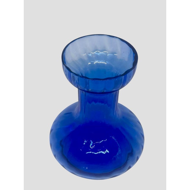 Blue Vintage Cobalt Blue Hour-Glass 5 5/8” Hyacinth Forcing Vase For Sale - Image 8 of 12