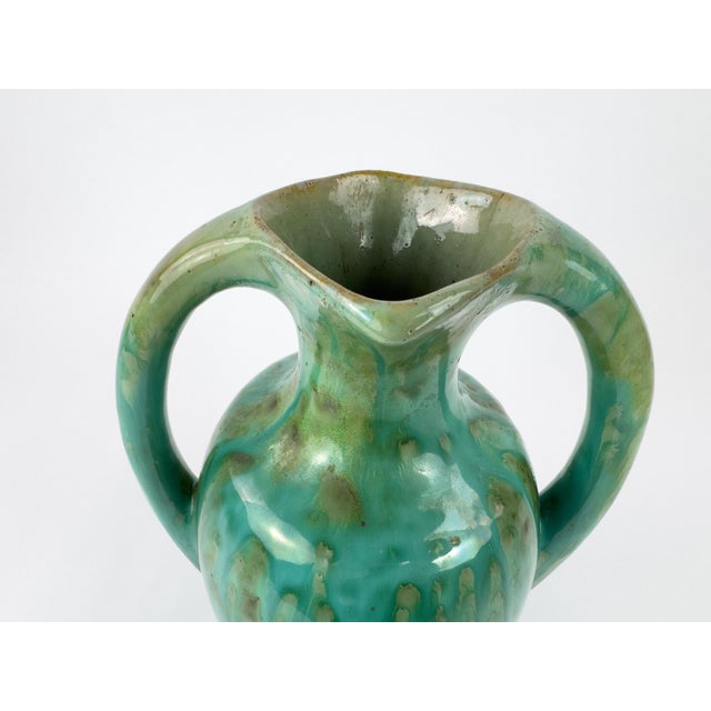 Early 20th Century 1930s Pierrefonds French Art Deco Double-Handled Stoneware Vase For Sale - Image 5 of 15