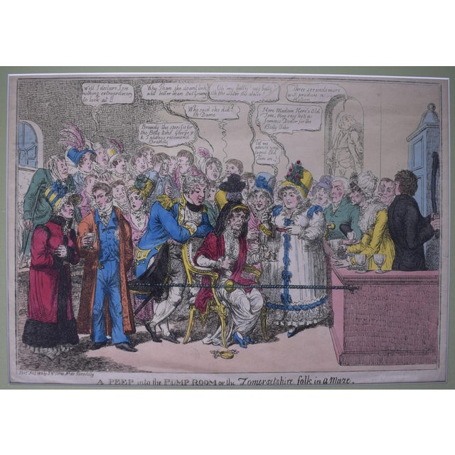Early 19th Century A Peep Into the Pump Room or the Zomersetshire Folk in a Maze Reproduction Print For Sale - Image 4 of 5