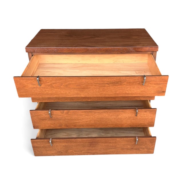 1960s Mid-Century Modern Walnut Chest of Drawers With Chrome Pulls For Sale - Image 12 of 16