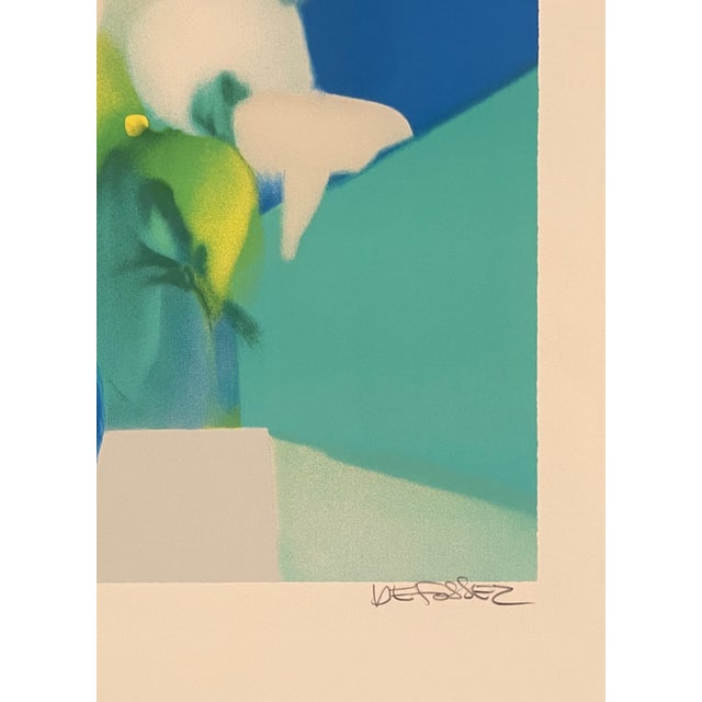 Modern Alfred Defossez Blue Vase Lithograph For Sale - Image 3 of 6