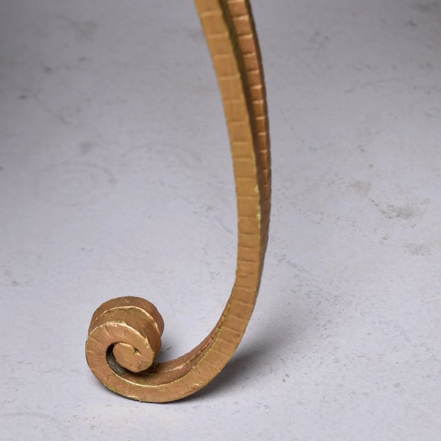 Metal Vintage Gilt Iron Small Round Stools With New Italian Velvet Upholstery - Pair For Sale - Image 7 of 10