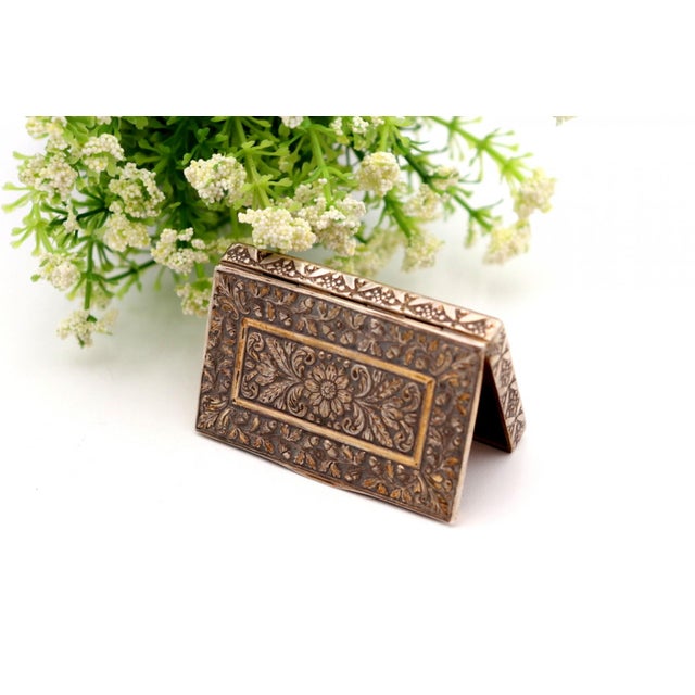 Silver Pill Box with Embossed Floral Motifs For Sale - Image 5 of 5