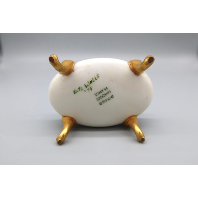 Ceramic Vintage French Porcelain Footed Jewelry Dish For Sale - Image 7 of 9