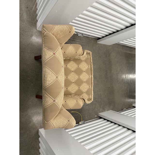 Textile 1990s Ethan Allen Wingback Accent Chair With Fringe Trim – Traditional Upholstery For Sale - Image 7 of 12