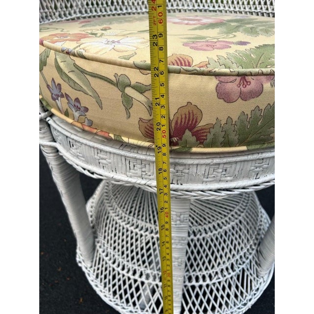 1970s Emmanuel Peacock Throne Chair, White Wicker With Cushion For Sale - Image 18 of 18