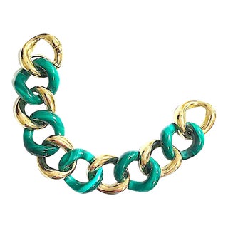 Christina Addison 18kt Malachite and Gold Link Bracelet For Sale