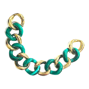 Christina Addison 18kt Malachite and Gold Link Bracelet