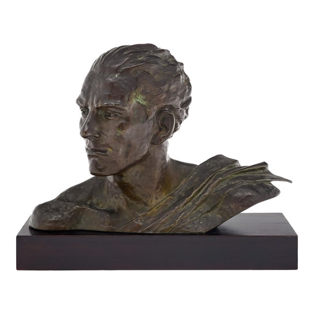 French Vintage Bronze Jean Mermoz Bust by Charles Ruchot For Sale