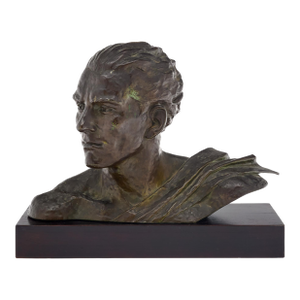 French Vintage Bronze Jean Mermoz Bust by Charles Ruchot