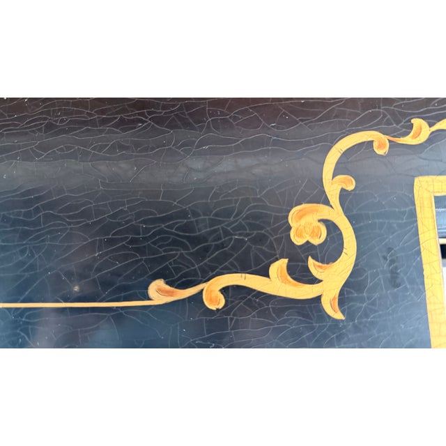 1984 Karges Furniture Hand-Painted Chinoiserie Lacquer Credenza With Asian Chow Legs For Sale - Image 10 of 15