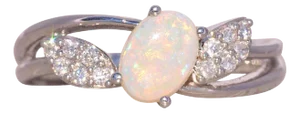 The Back: Australian Opal and Natural Diamond Ring in White Gold