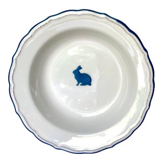 Vintage Blue Bunny Rabbit Decorative Wall Plate For Sale