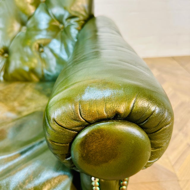 19th Century English Green Leather Club Chair For Sale - Image 18 of 18