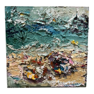 'Found at the Beach', Original Oil Painting, Abstract Expressionism, Abstract Ocean Art For Sale