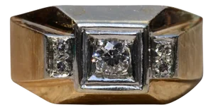The University District: Mid Century Modern Gentleman's Cocktail Ring with Natural Diamonds