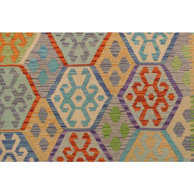 1990s 1990s Kilim Blue Gray Wool Rug - 5'5" X 6'5" For Sale - Image 5 of 7