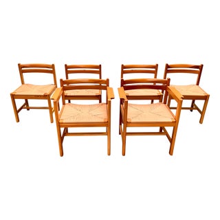 No. 503 Asserbo Dining Armchairs in Pine and Paper Cord by Borge Mogensen for Karl Andersson & Söner, Sweden, 1970s, Set of 6 For Sale