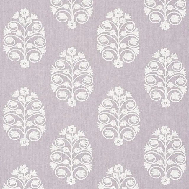 Schumacher X Vogue Living Talitha Embroidery Fabric in Wisteria For Sale