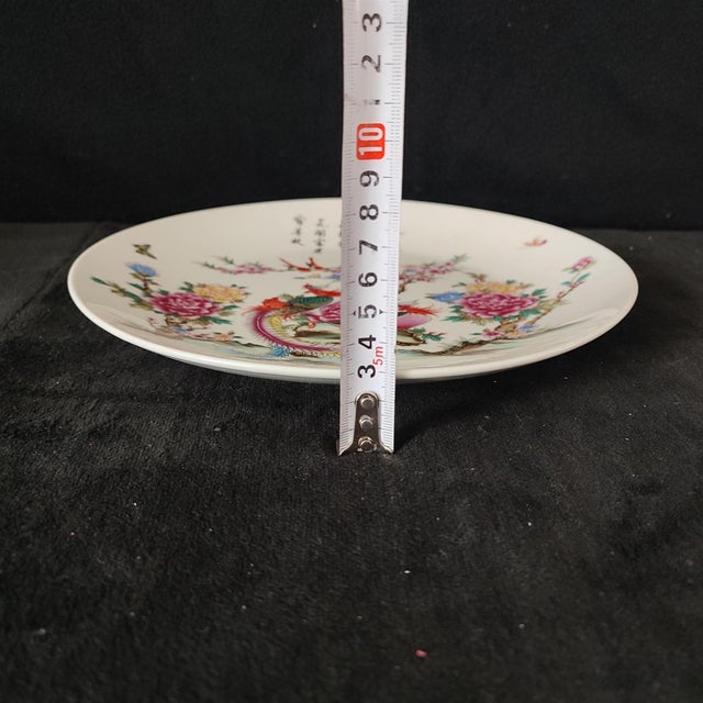 Chinese Ceramic Plate,Famille Rose Porcelain Plate Hand Painted Flowers and Phoenix Pattern For Sale - Image 11 of 11