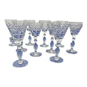 1920s Liqueur Stem Glasses by Sterling Crystal, Pineapple, Set of 10