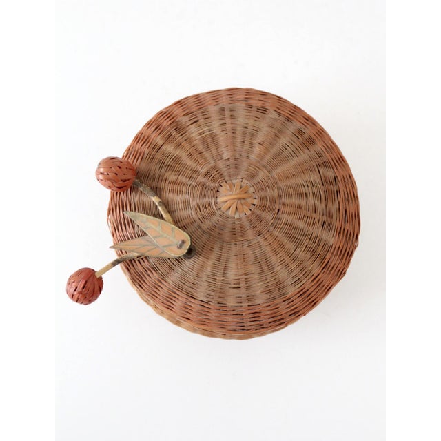 Wood Vintage Chinese Lidded Basket With Swing Berry Finial For Sale - Image 7 of 14