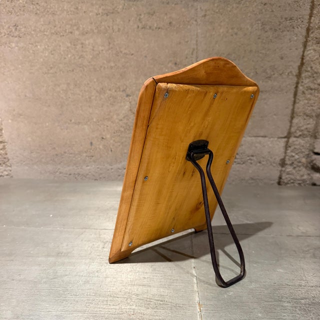 Wood Mid-Century Modern Solid Blond Wood Tabletop Vanity Beveled Edges For Sale - Image 7 of 17