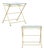 Vintage Pair of Italian Brass and Glass Folding Side Table with Sandaled Feet For Sale