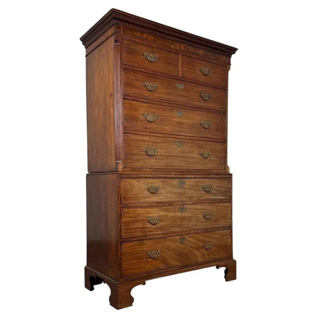 Antique Georgian Mahogany Chest on Chest, 1700s For Sale - Image 3 of 11