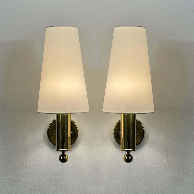 Mid-Century Brass V18 Wall Lights attributed to Eje Ahlgren for Bergboms, Sweden, 1960s, Set of 2 For Sale - Image 9 of 18