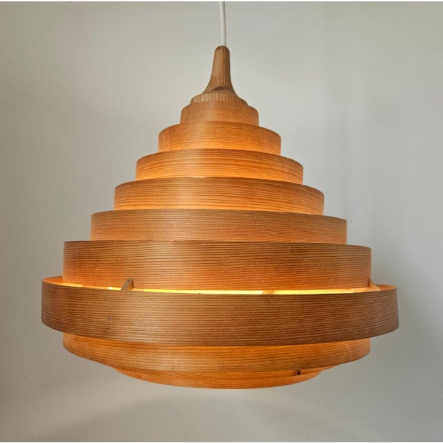 Mid-Century Veneer Pendant in the style of Hans-Agne Jakobsson, Denmark, 1970s For Sale - Image 11 of 15