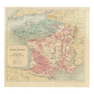 Antique Map of France with Wine, Cider and Beer Regions, Vienna, 1873 For Sale