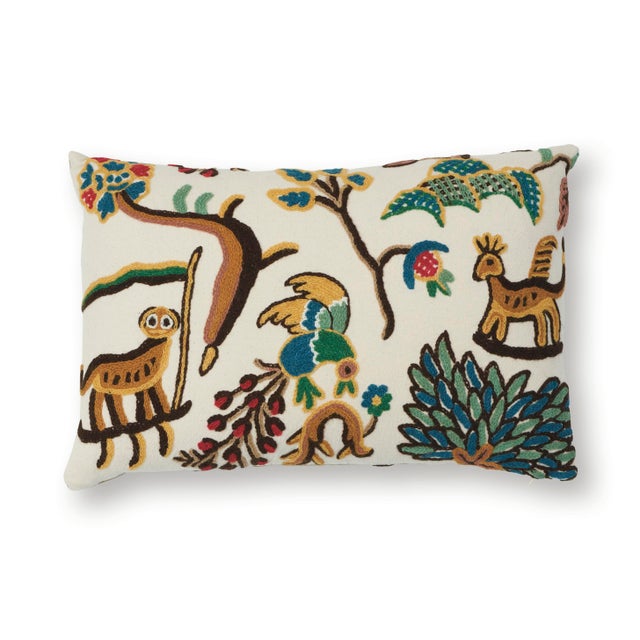 Tan Schumacher Colonial Crewel Lumbar Pillow in Document For Sale - Image 8 of 8