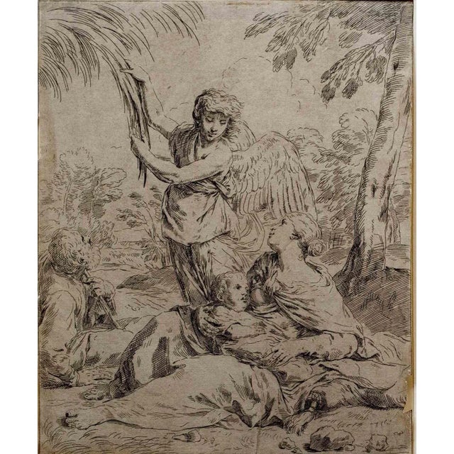 Simone Cantarini, The Arrival of the Angel, Etching, 17th Century For Sale - Image 5 of 5