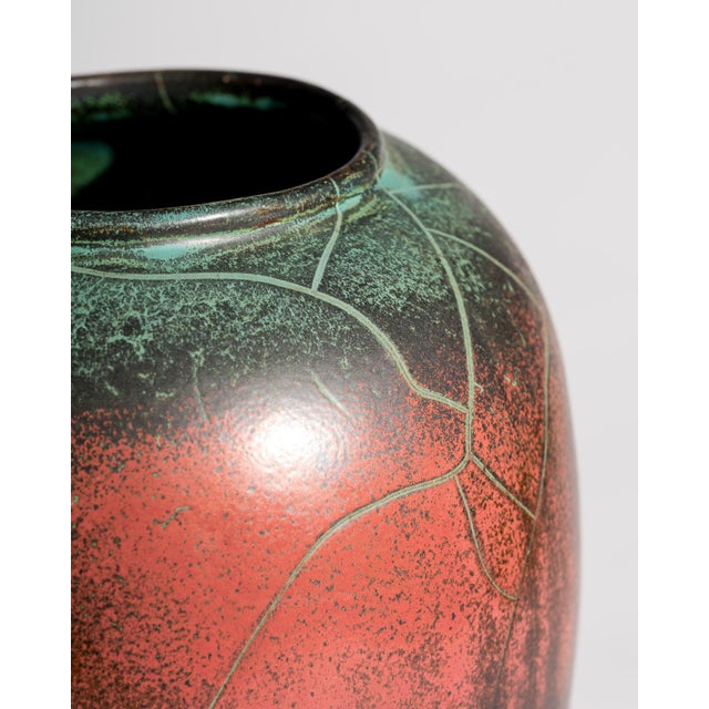 Art Deco Bauhaus Copper Glazed Studio Ceramic Vases by Paul Dresler Grootenburg, Germany, 1940s, Set of 2 For Sale - Image 11 of 18
