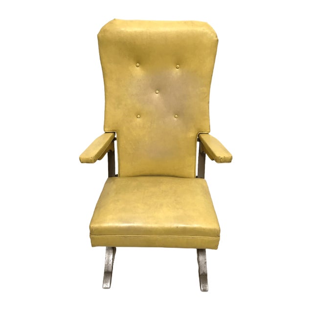 Vintage Rock-A-Chair Cantilever Rocker Chair in Harvest Gold Vinyl For Sale - Image 4 of 12
