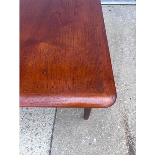 Mid 20th Century Gunnar Schwartz Teak Square Coffee Table with cane shelf For Sale In Philadelphia - Image 6 of 9