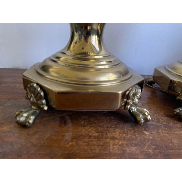 1960s Vintage Pair of Stiffel Brass Table Lamps - Hollywood Regency For Sale - Image 5 of 7