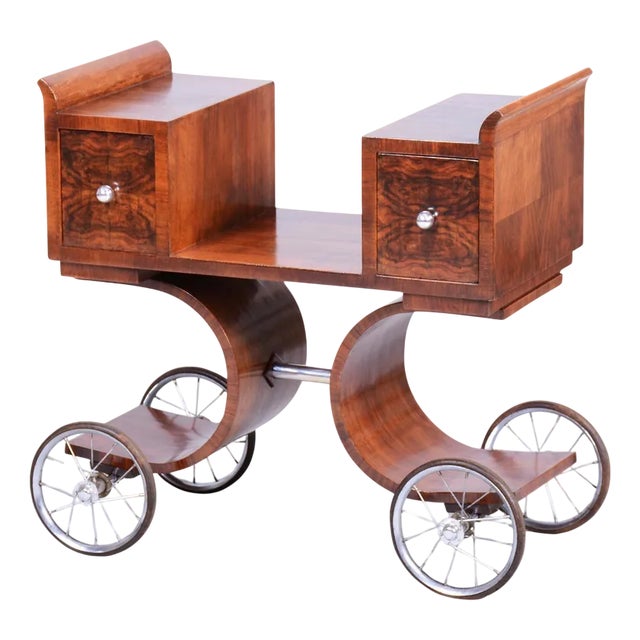 French Art Deco Serving Trolley in Walnut, 1920s For Sale