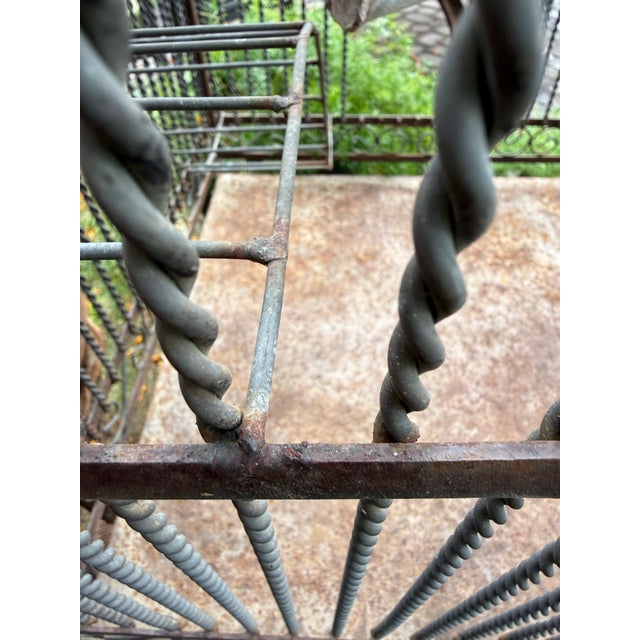 Metal Monumental 77-Inch Custom Artisan Hand-Welded Wrought Iron Pagoda Aviary (Birdcage) on Stand For Sale - Image 7 of 12