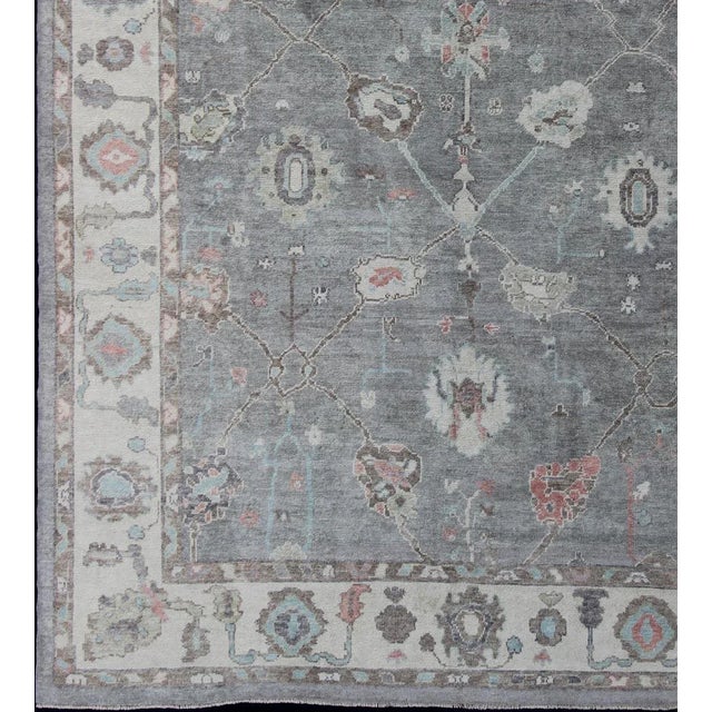 Modern Large Turkish Modern Oushak Rug by Keivan Woven Arts 10'3 X 13'8 For Sale - Image 3 of 13